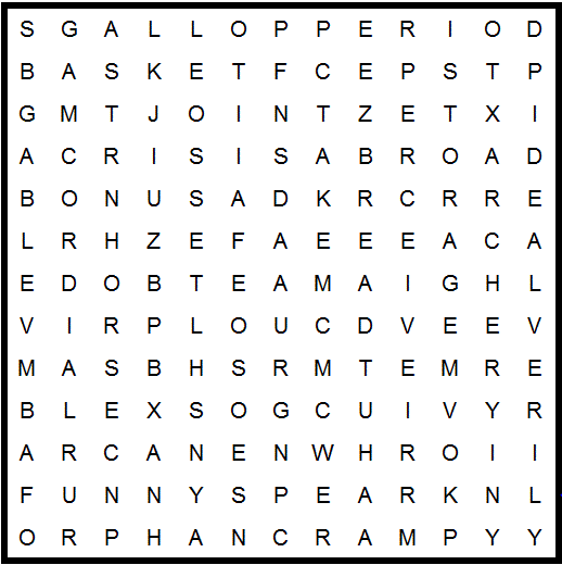 Word search for August 7, 2016