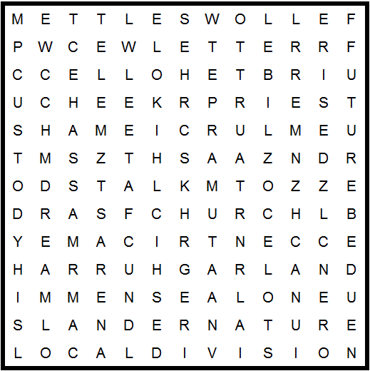 Word search for July 10, 2017