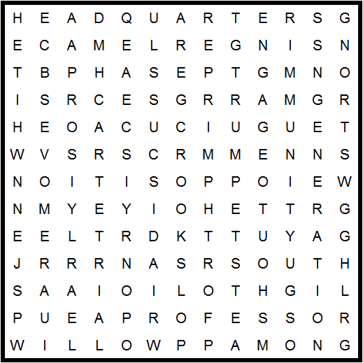 Word search for October 19, 2020