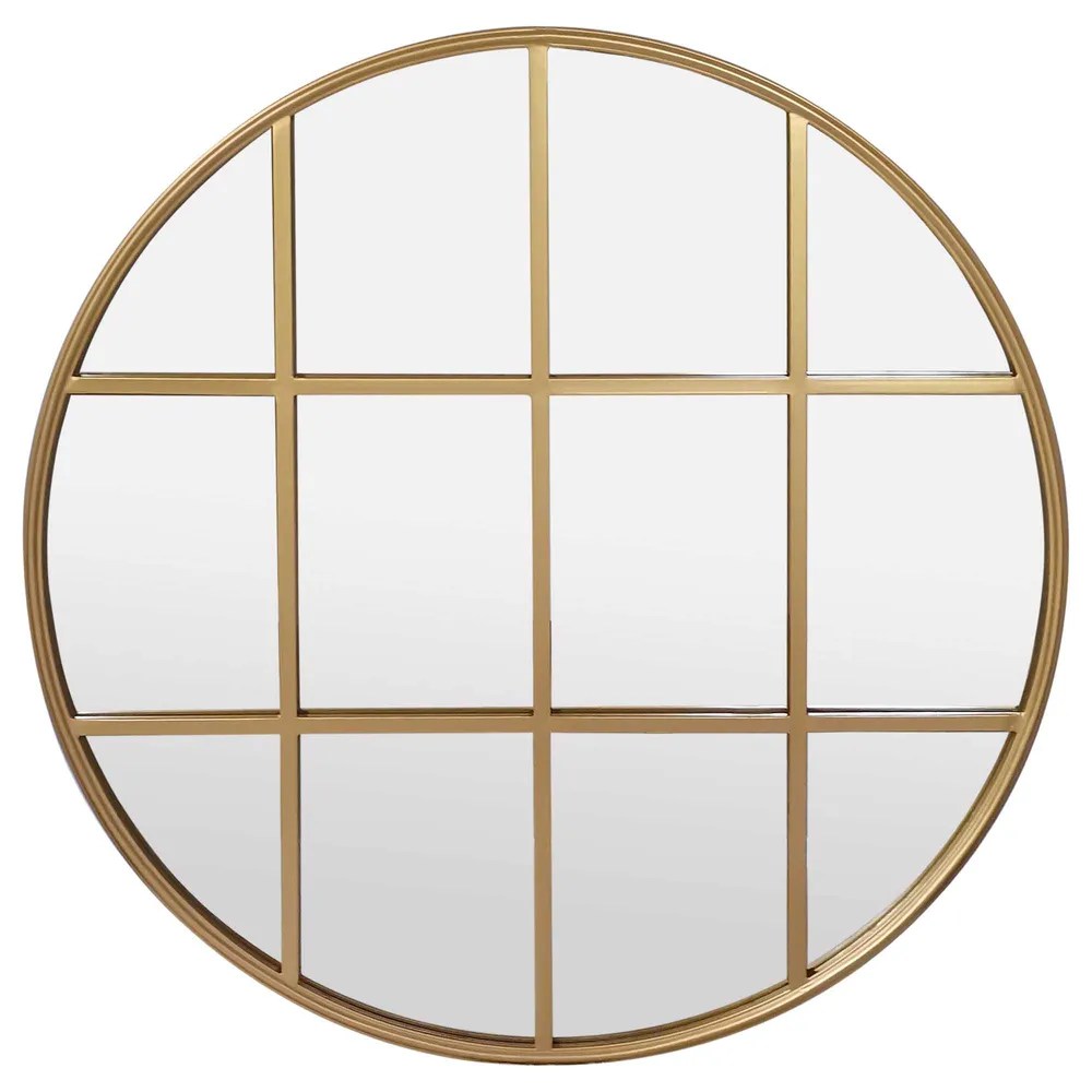 Rozala Gold Round Panel Wall Mirror Mirrors Direct