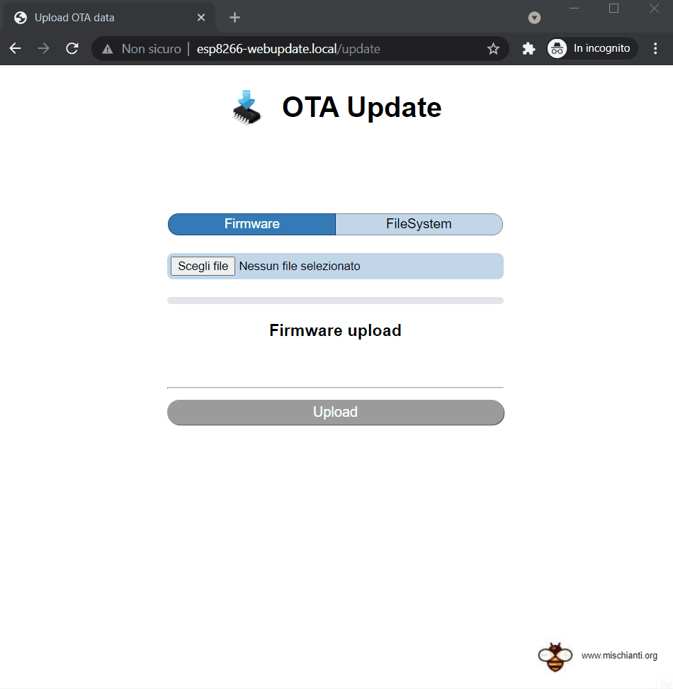 esp8266 OTA update with  Browser custom web interface 3 Renzo