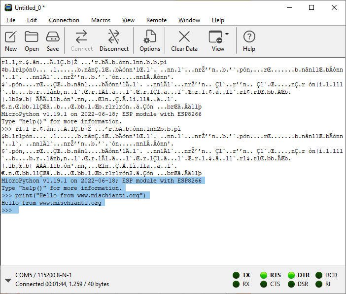 MicroPython con ESP8266 e ESP32 installazione del firmware e