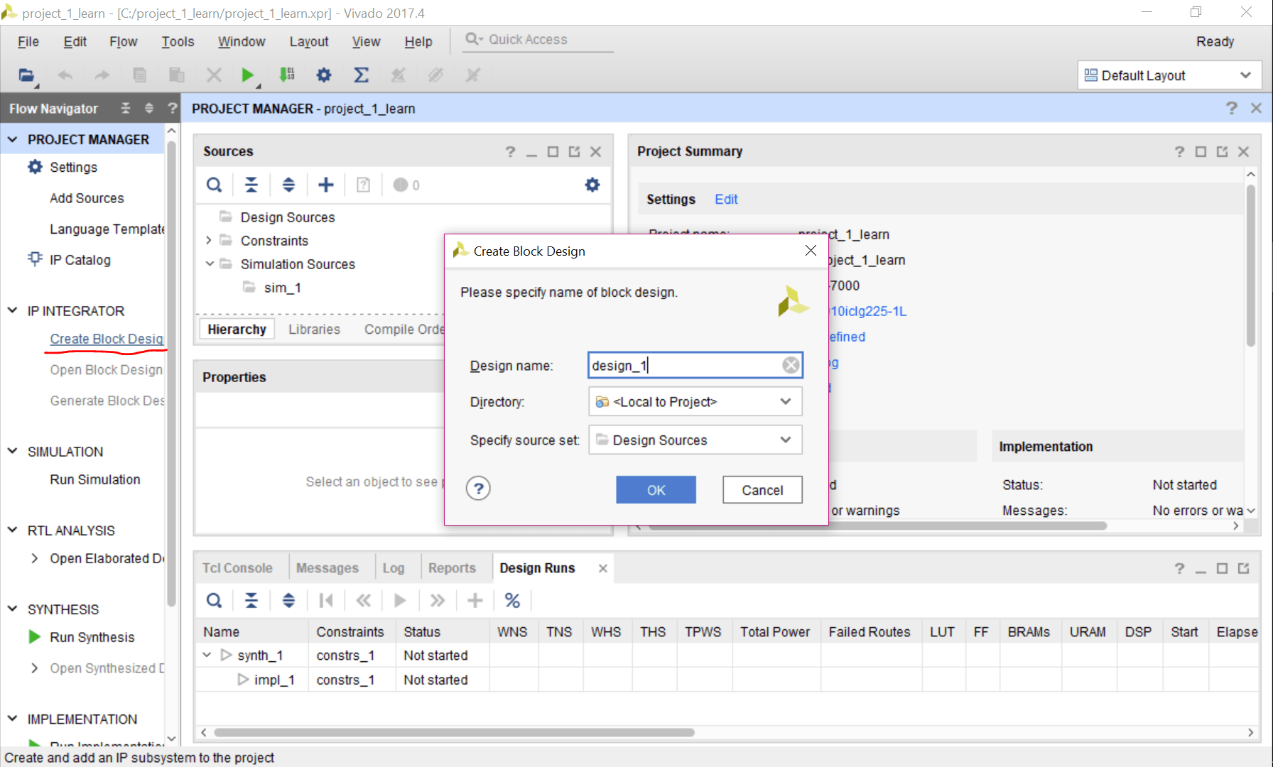 How to create a testbench in Vivado to learn Verilog