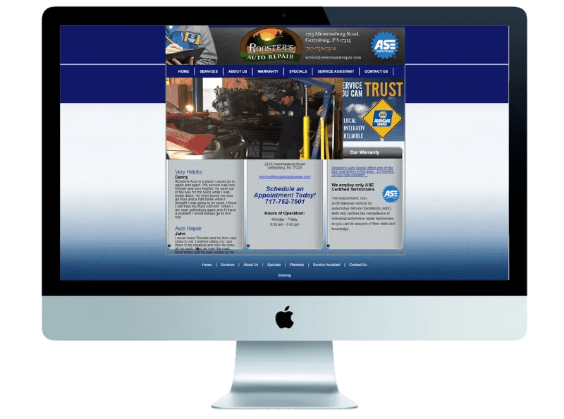 Roosters Auto Repair Gettysburg  Design Company Misfit Interactive