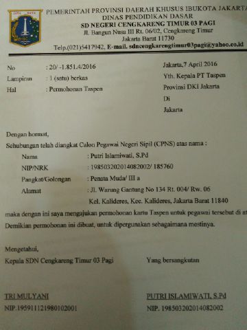 Surat Permohonan Kartu Taspen – Mislablog