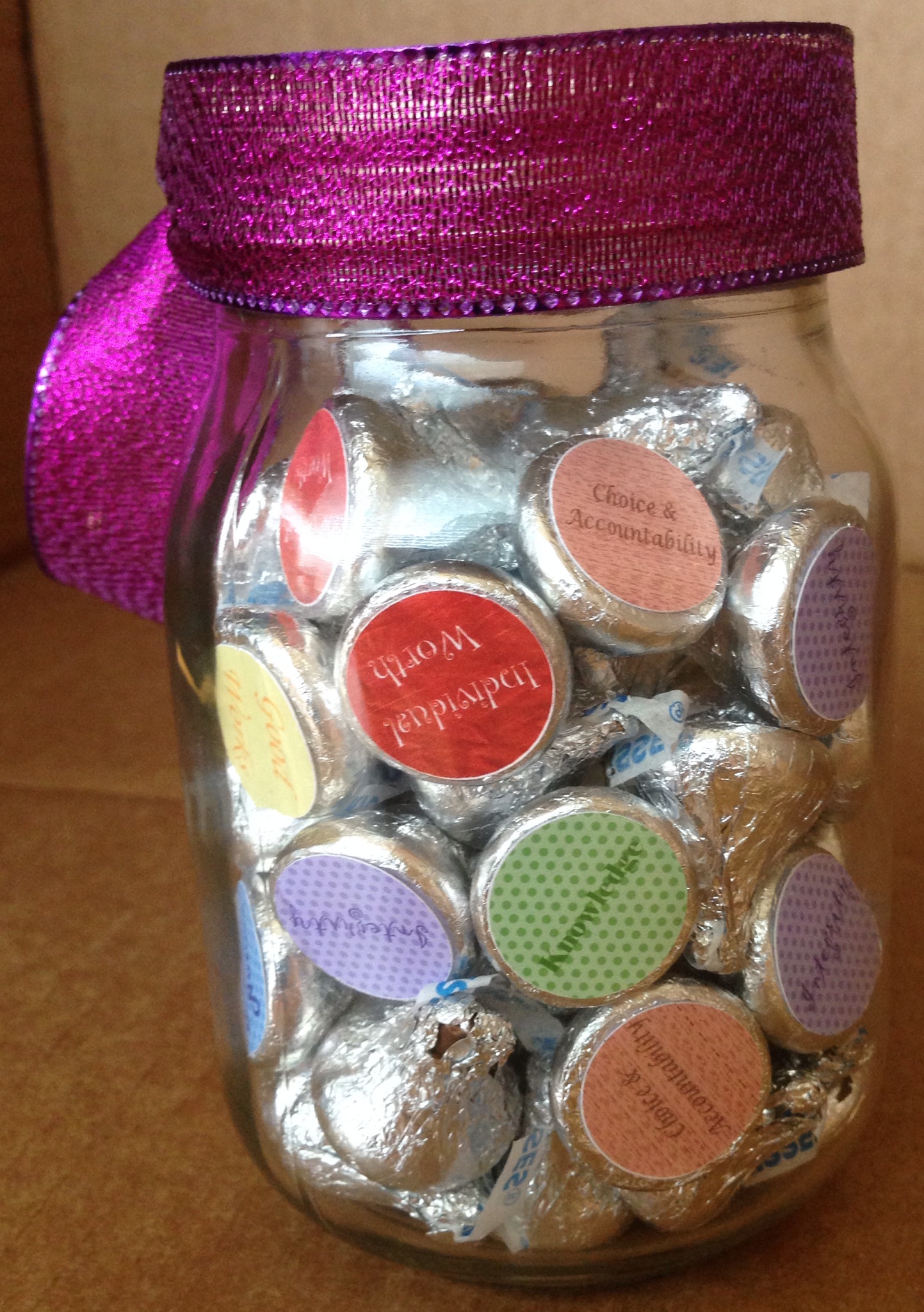 Hershey Kiss Gift Jar with YW Values MisMashedMom