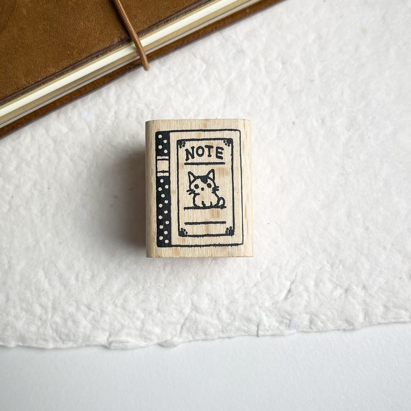 Pottering Cat Rubber Stamp Notebook • Miso Paper UK
