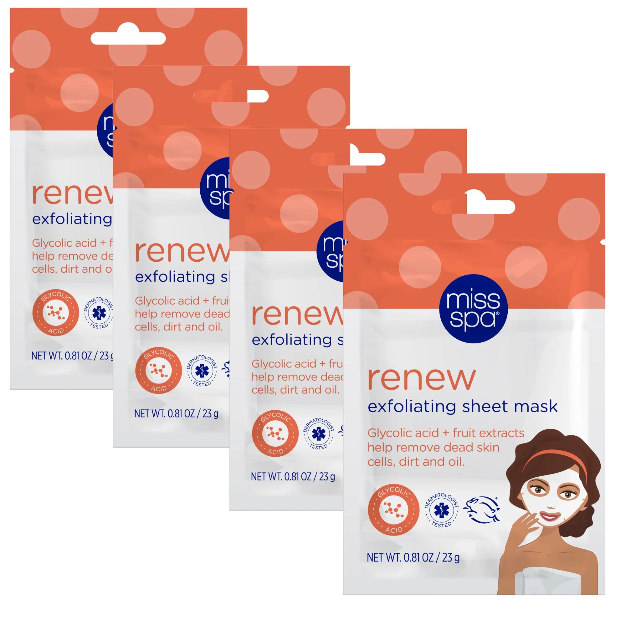 Renew Exfoliating Sheet Mask 4 Pack Miss Spa