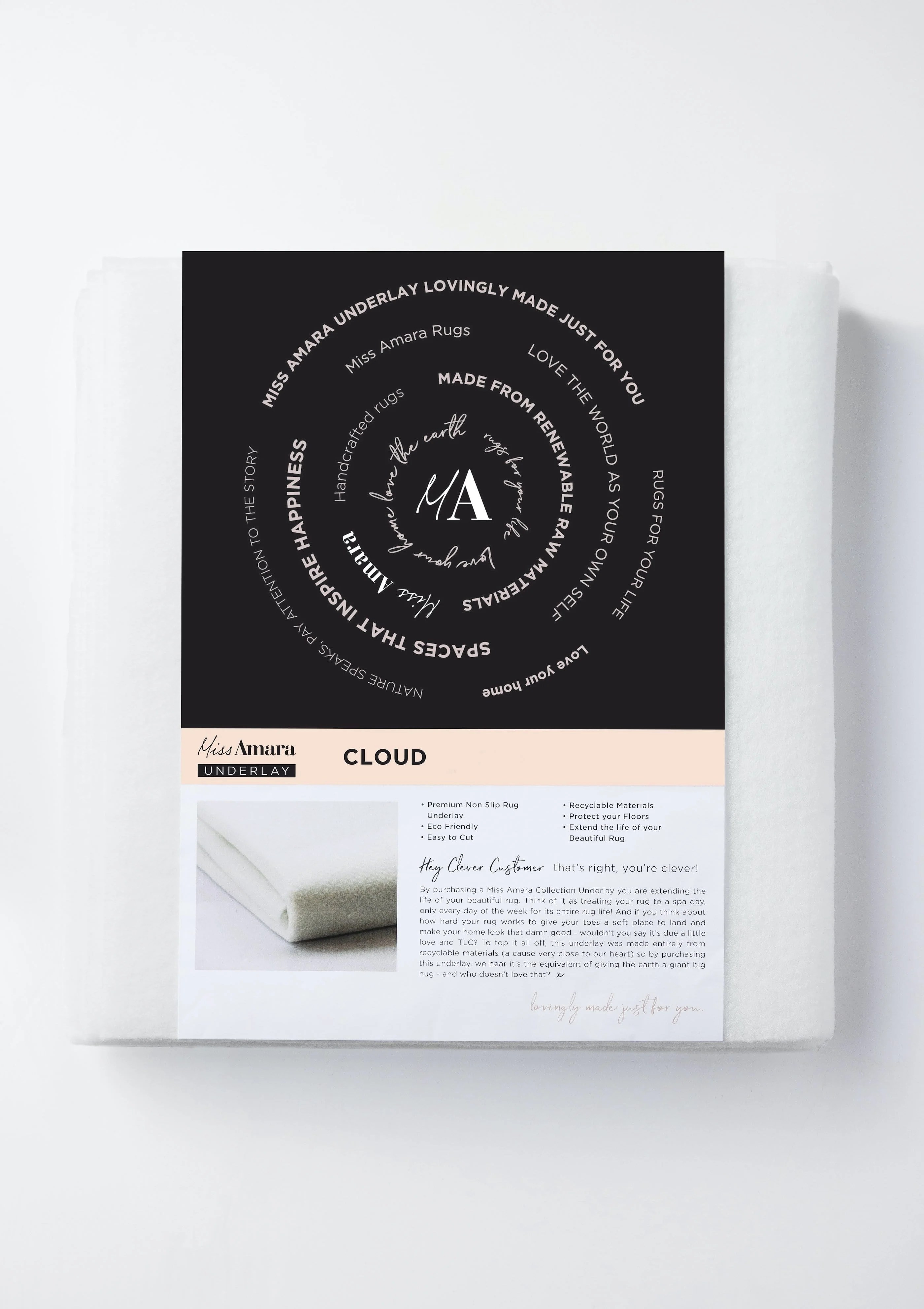 Cloud Recycled Material AntiSlip Rug Pad / Underlay