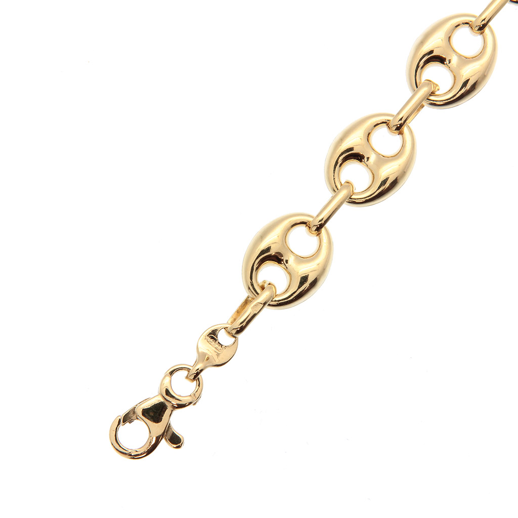 Chaine maille graine de café 8 mm de large en Or 750 / 1000 (18K