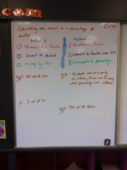 Calculating one amount as a percentage of another missburkerocks