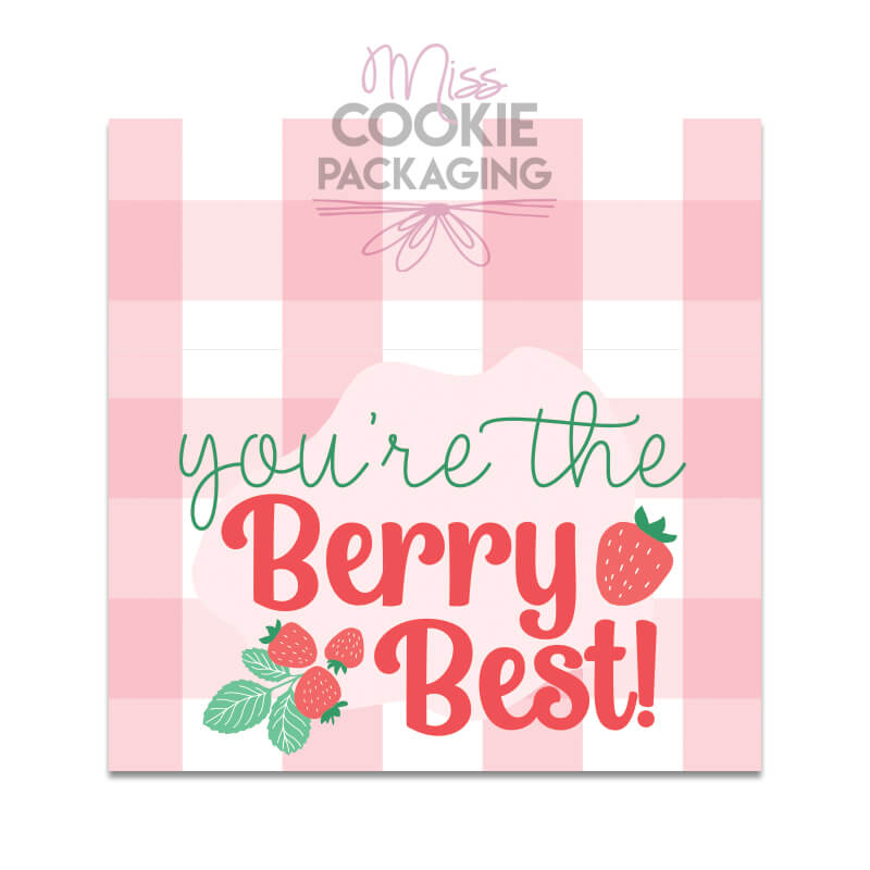 "You’re the Berry Best!" Tag 25 Printed 2" Square Tags Miss Cookie