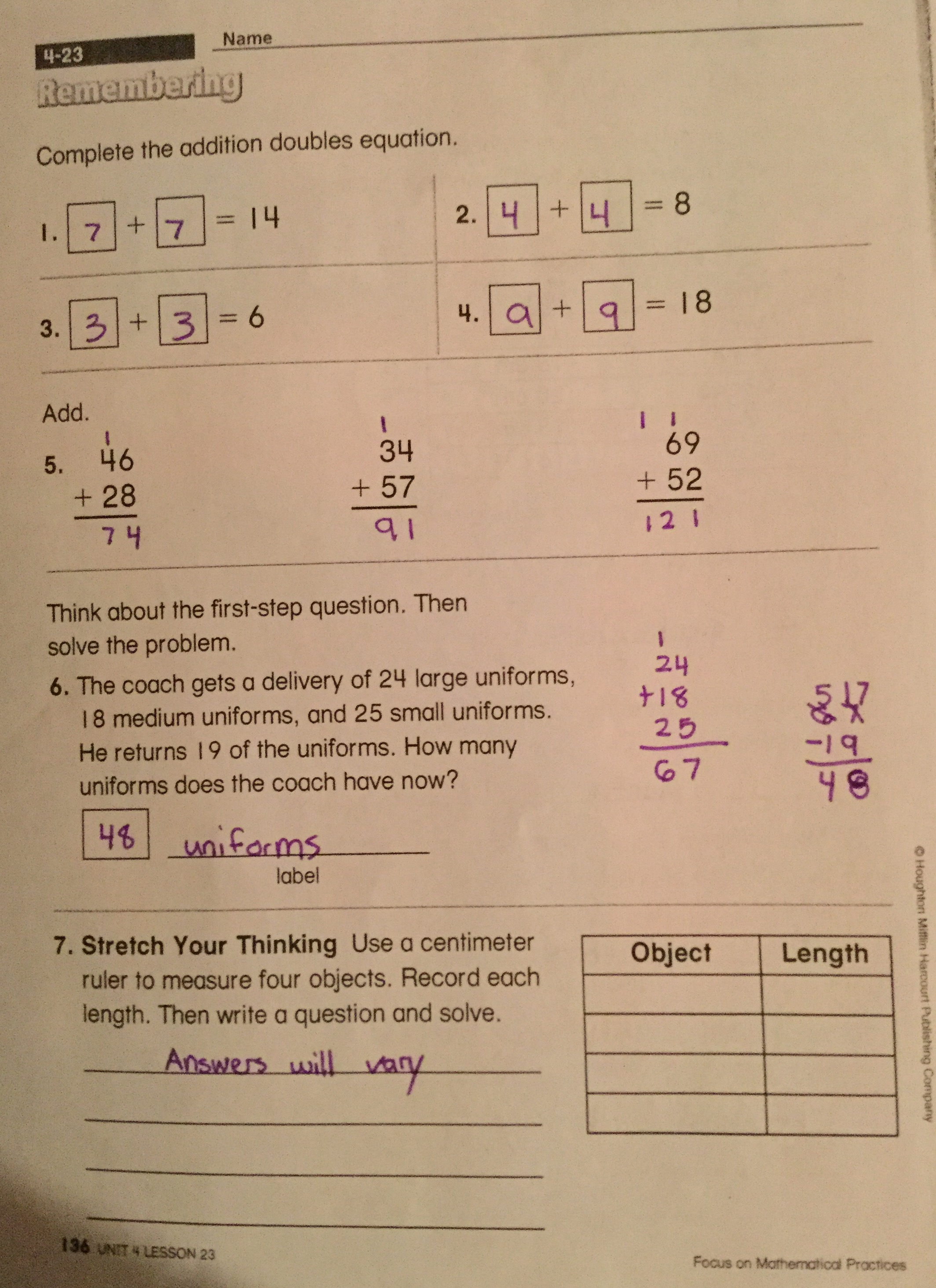 homework and practice 3 4 answer key