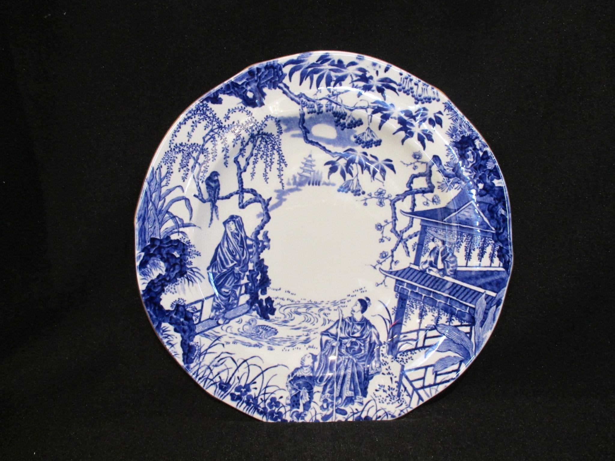 Royal Crown Derby Blue Mikado Dinner Plate Grey Backstamp Missing