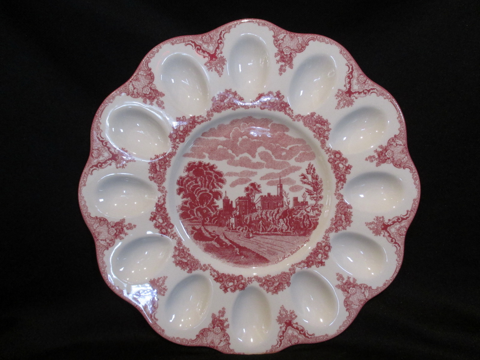 Johnson Brothers Old Britain Castles Pink Deviled Egg Plate Missing