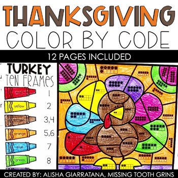 Color By Code Thanksgiving - Missing Tooth Grins