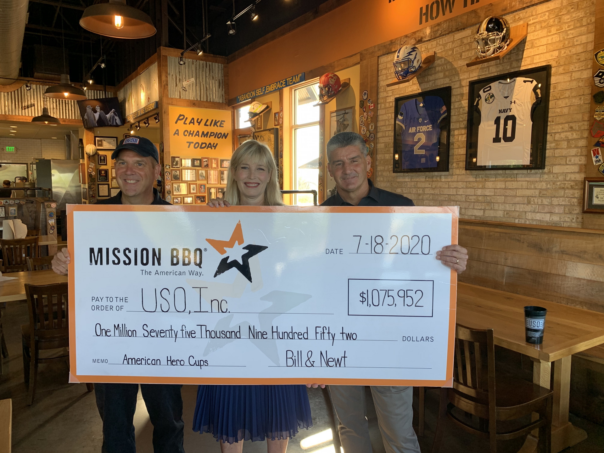 USO, Inc. Check Presentation MISSION BBQ