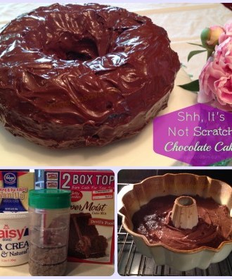 It's Not Scratch Chocolate Cake Recipe on MissiontoSave.com. Shh the secret ingredient is a box mix!