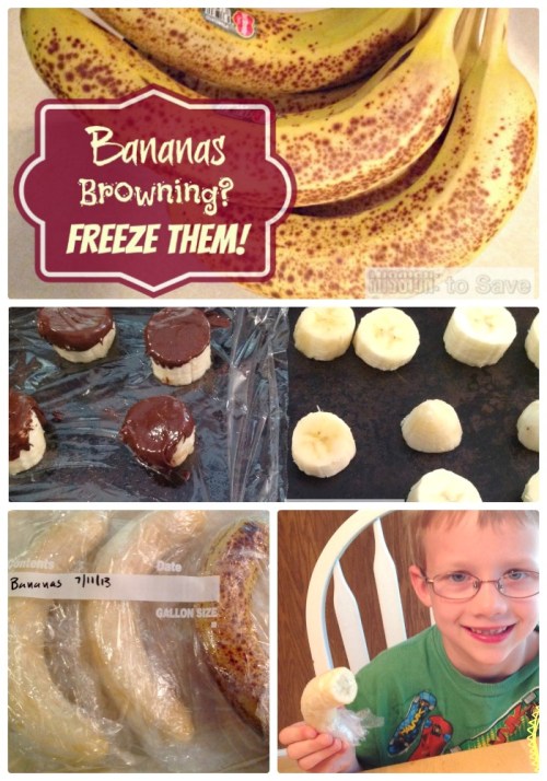 Yes you can freeze bananas! Take advantage of markdowns and don't let those browning bananas go to waste. See tips for how to freeze bananas. 