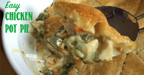 Easy Chicken Pot Pie Recipe using crescent rolls for the pie crust.