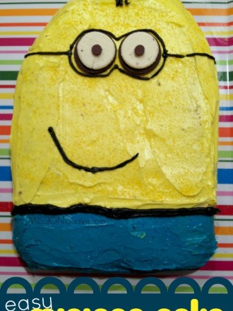 This super easy Minions Cake is perfect for a birthday party. (And no need to be a master cake decorator!)