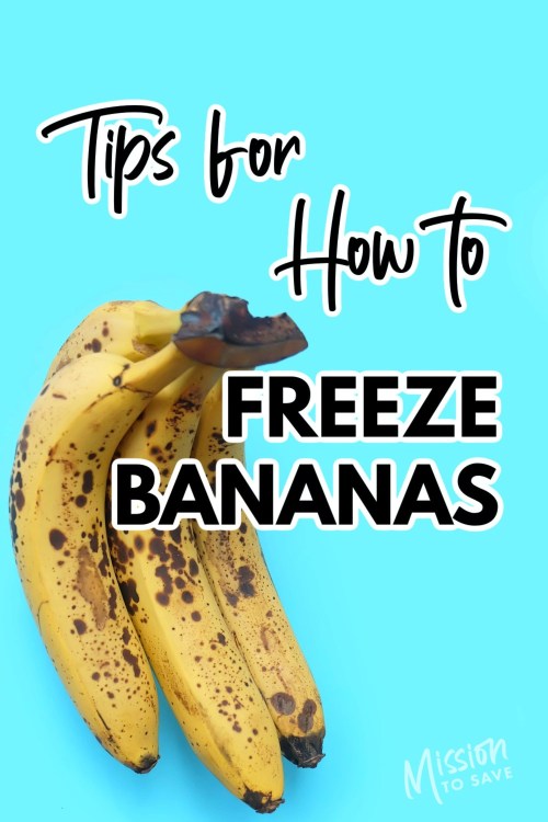 ripe bananas with text tips for how to freeze bananas