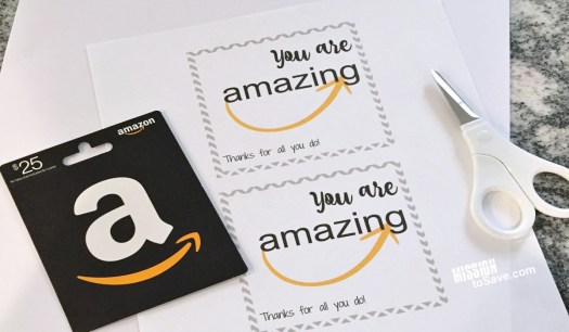 "You are Amazing" Amazon Gift Card Printable - Perfect for Teacher Gifts. Use these Free Printable gift tags to make giving Amazon gift cards cute and easy! Also great for coaches and coworker appreciation. 