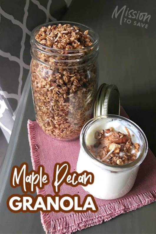 homemade pecan granola in jar