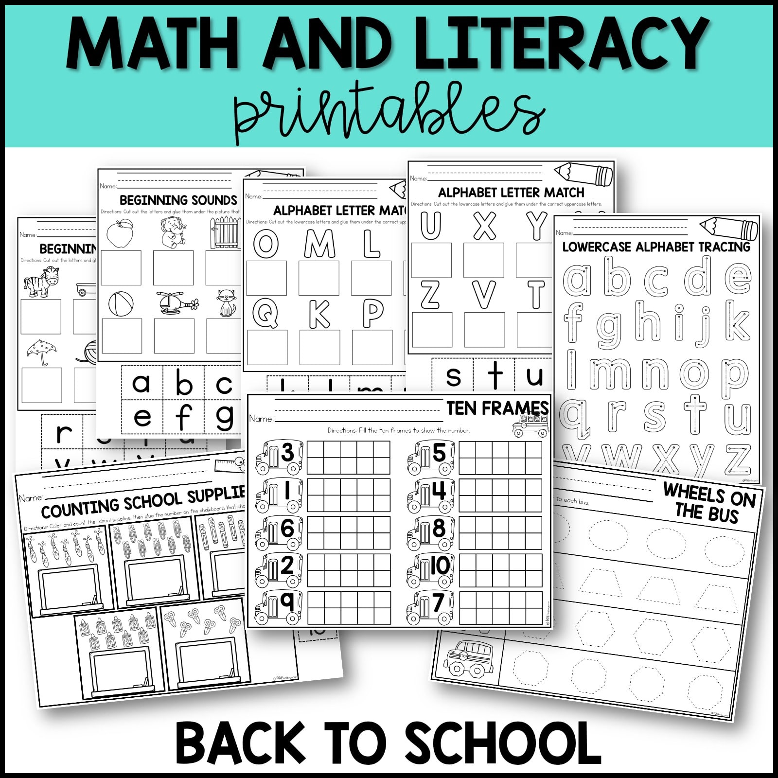 Kindergarten Math and Literacy Printables BUNDLE Miss Kindergarten