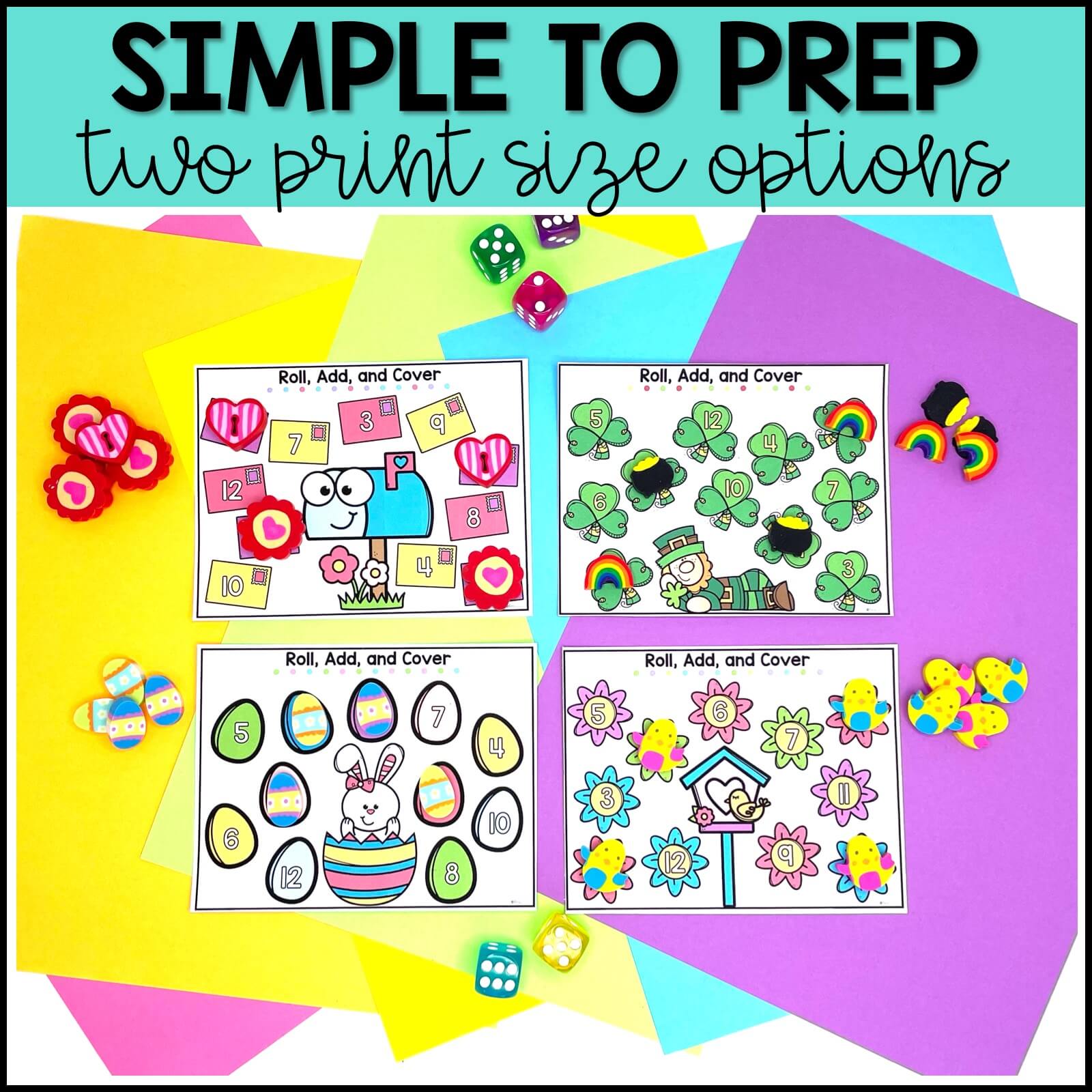 FREE Roll and Cover Addition Mats Miss Kindergarten