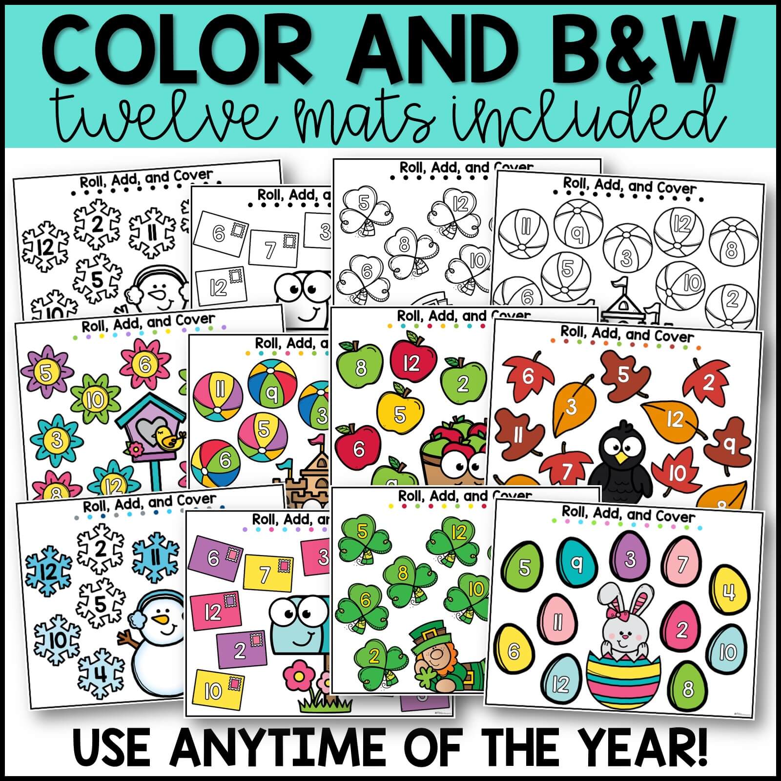 FREE Roll and Cover Addition Mats Miss Kindergarten