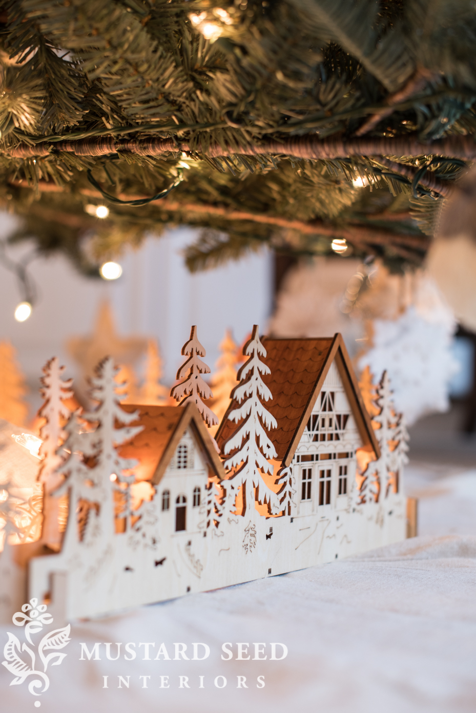 Christmas Village Wood Tree Collar christmas village tree collar miss mustard seed