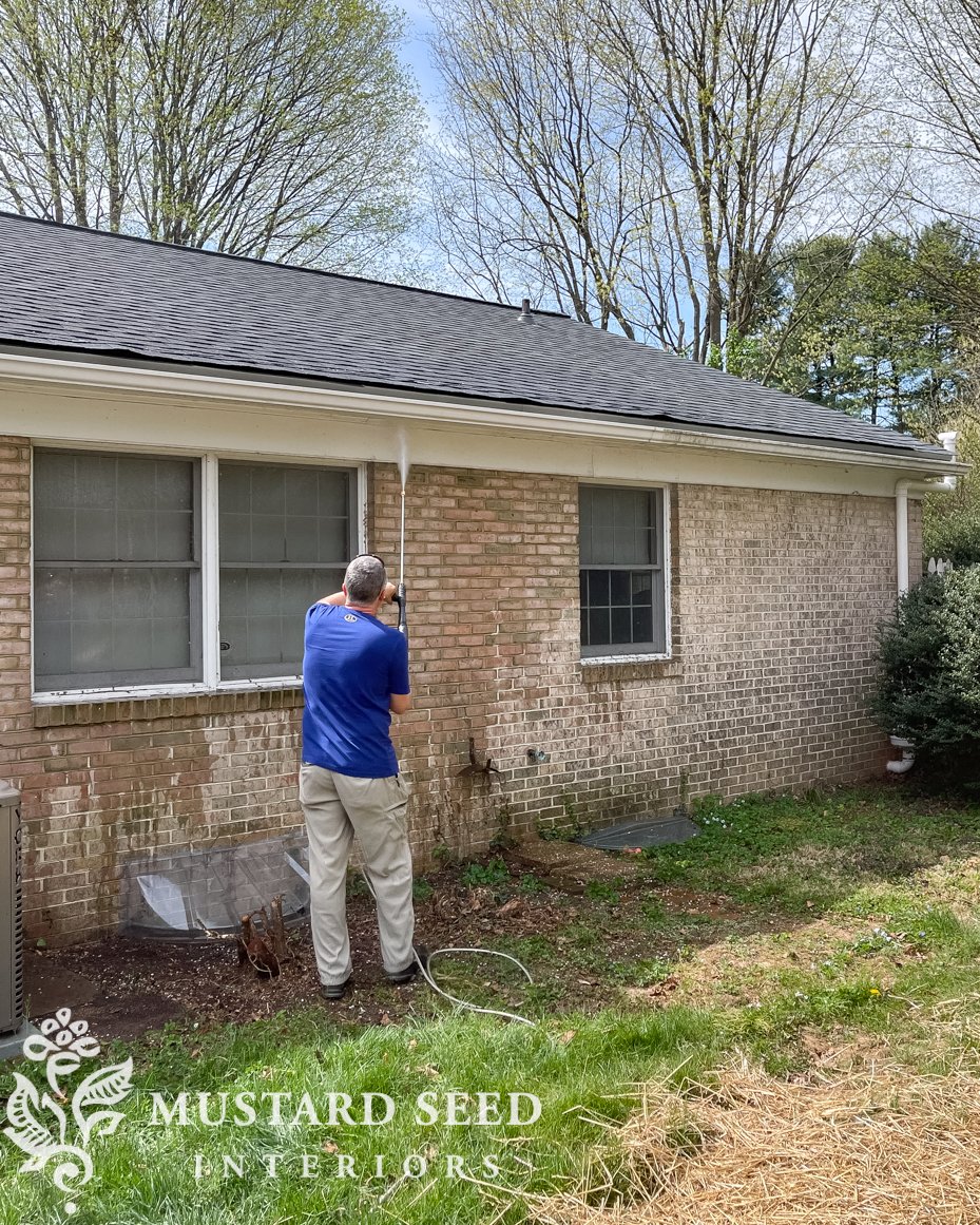cleaning ivy (roots & stains) off of brick Miss Mustard Seed