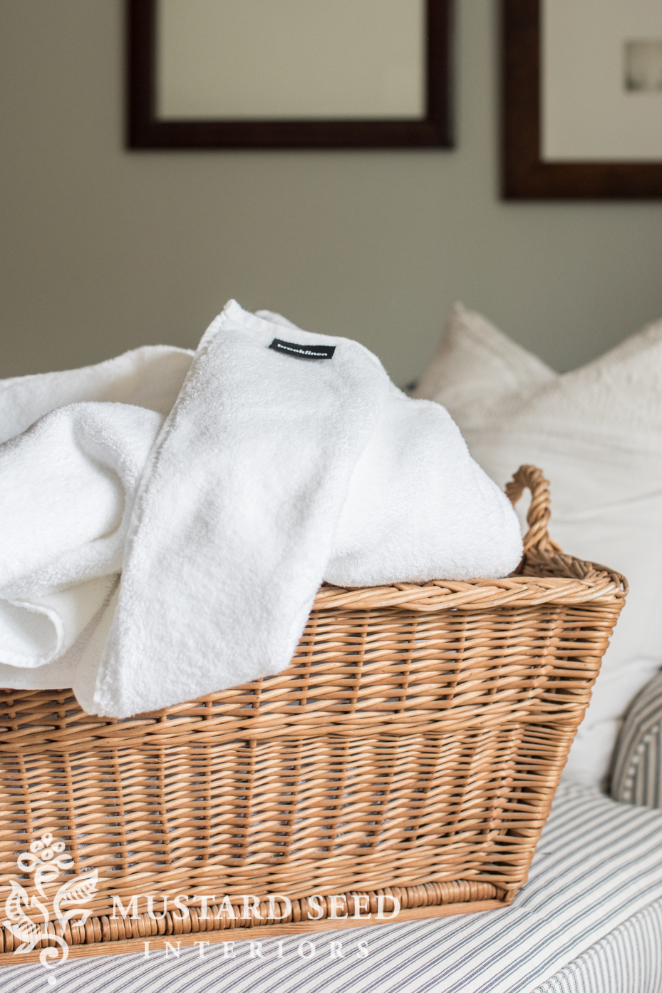 making a beautiful, comfortable bed with brooklinen Miss Mustard Seed