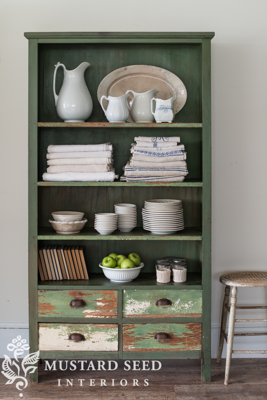 the green bookshelf Miss Mustard Seed