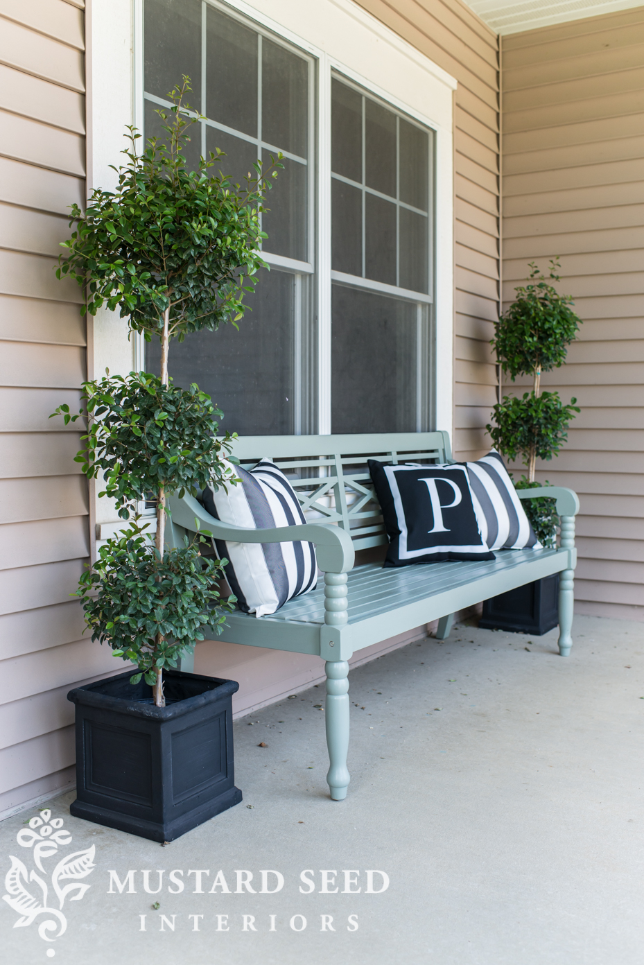 painted porch bench Miss Mustard Seed