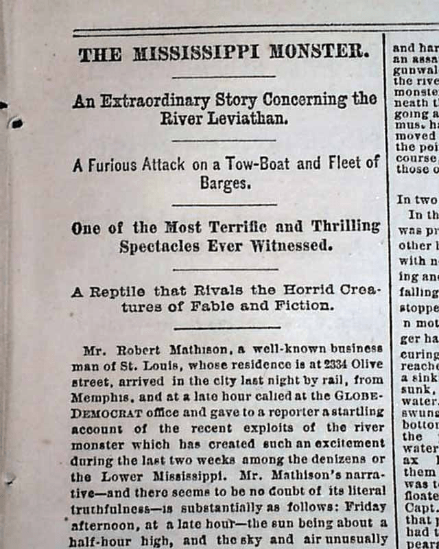 The Mississippi River Monster Missouri Legends