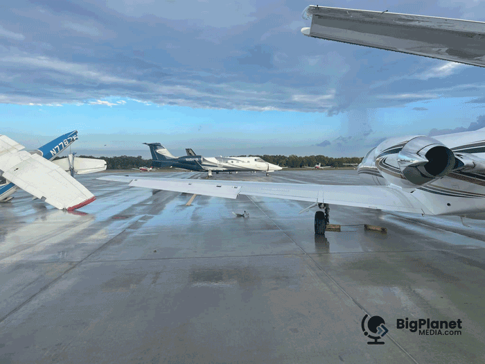 Major Winds at the Lake of the Ozarks Saturday Tosses Planes at Airport.