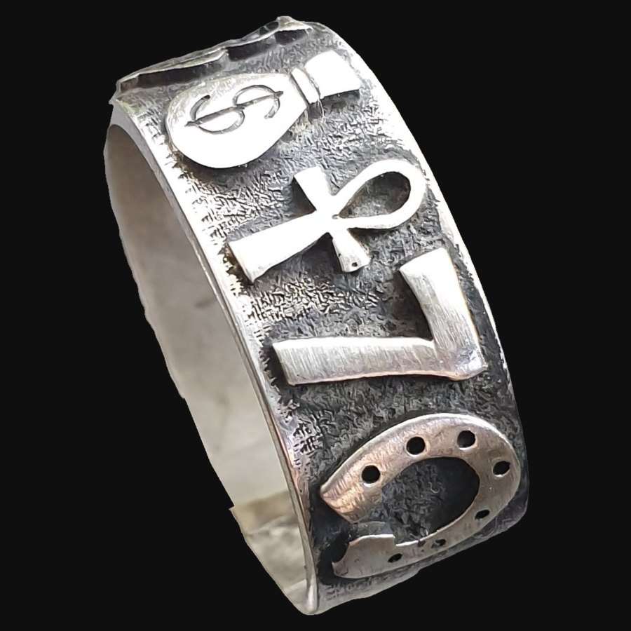 Anillo Amuletos De La Suerte En Plata 1 Cm 9 Gr Art 1315