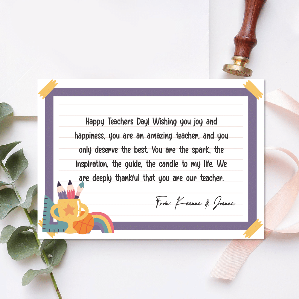 [Custom Message] Onesided Gift card Teacher's Day Design 5