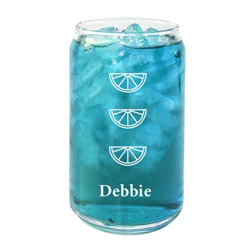 Lemons Design Custom Name Coffee Can Glass Cold Beverage Glass