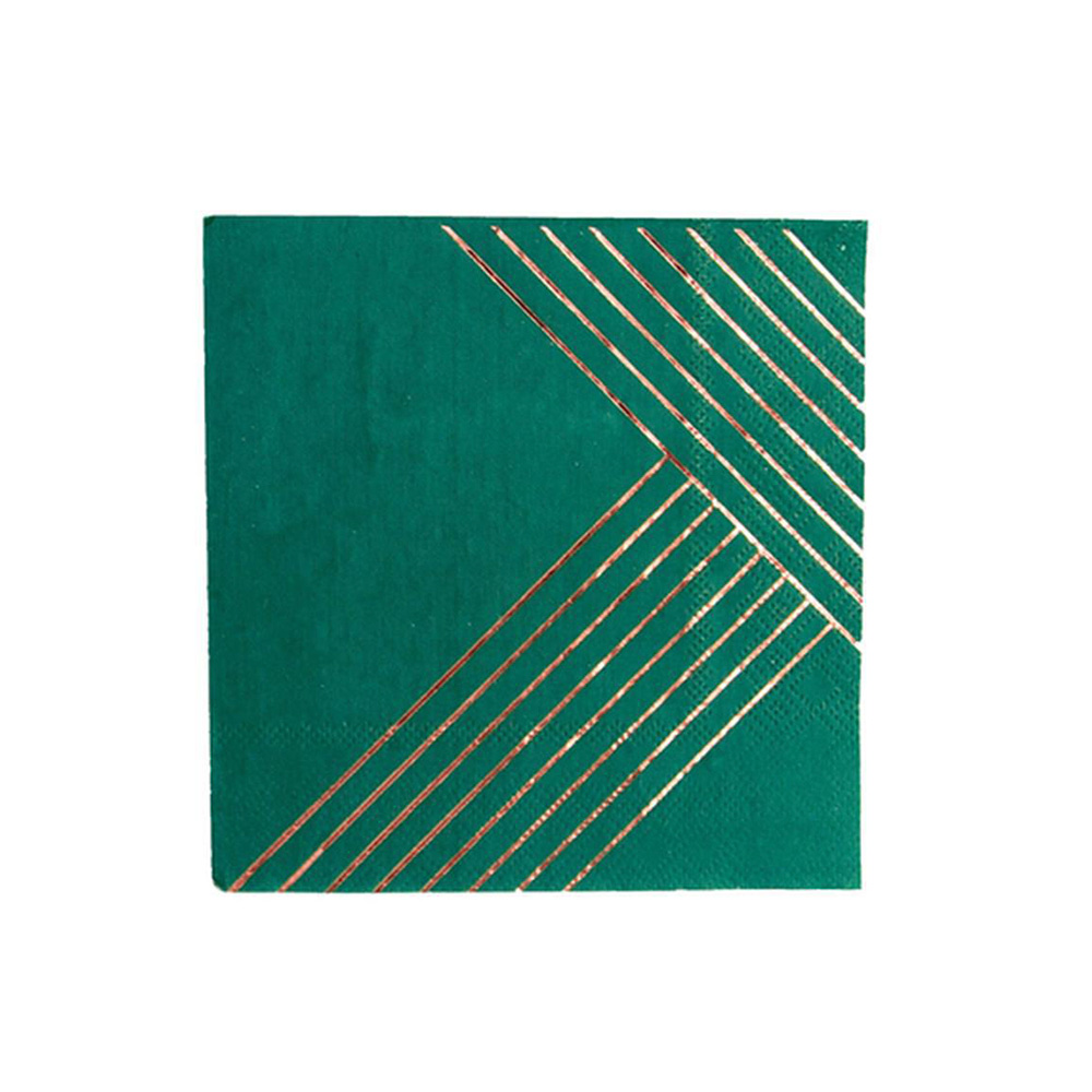 Manhattan Green with Stripes Napkins (Set of 20)