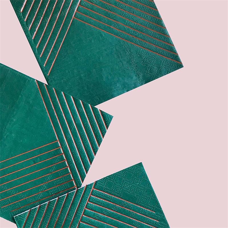 Manhattan Green with Stripes Napkins (Set of 20)