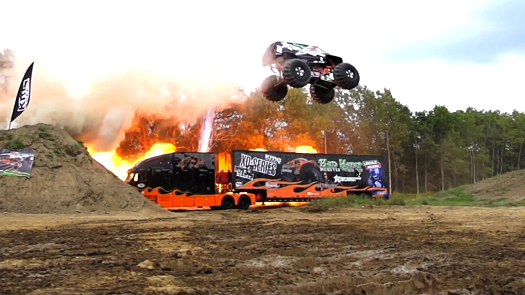 See a monster truck jump 238 scary feet for a new world record