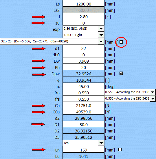 MITcalc Ball screws, design, calculation and check
