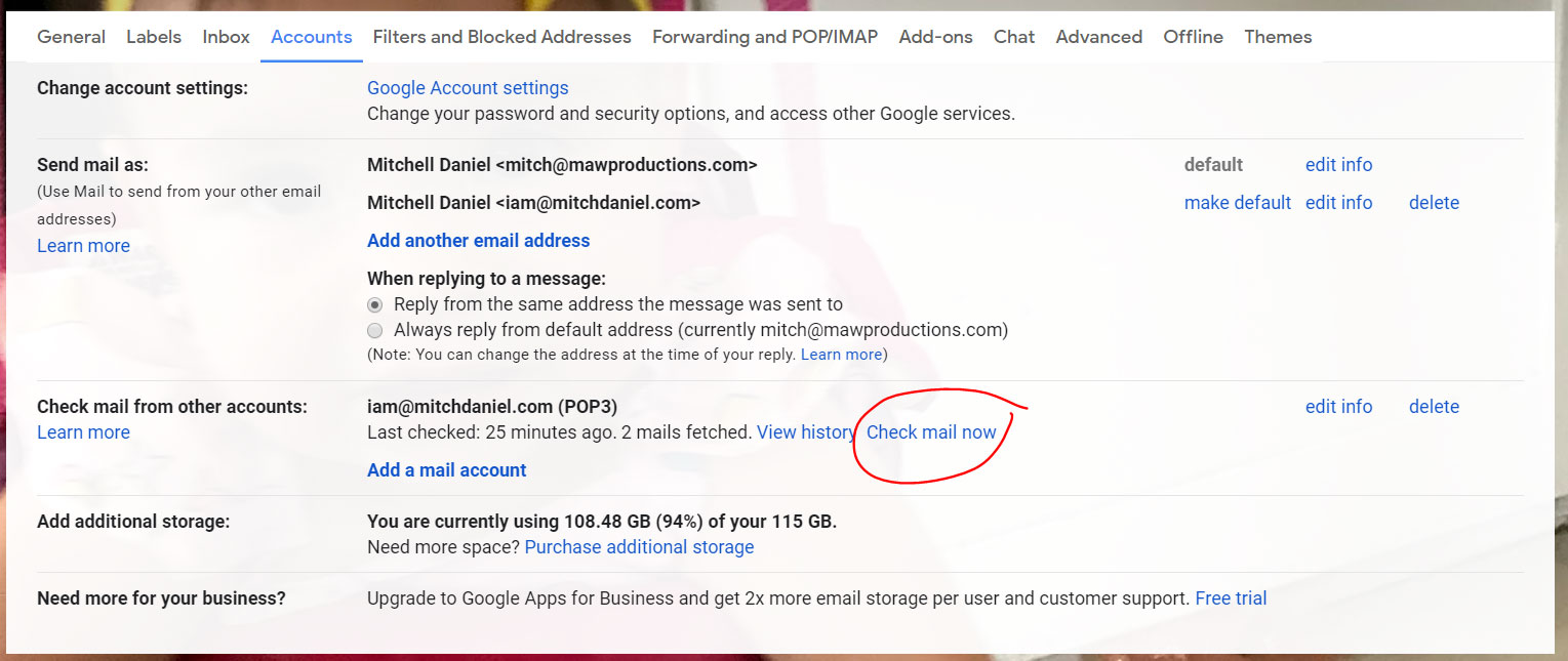 Check Webmail Inbox From Gmail and send from Gmail