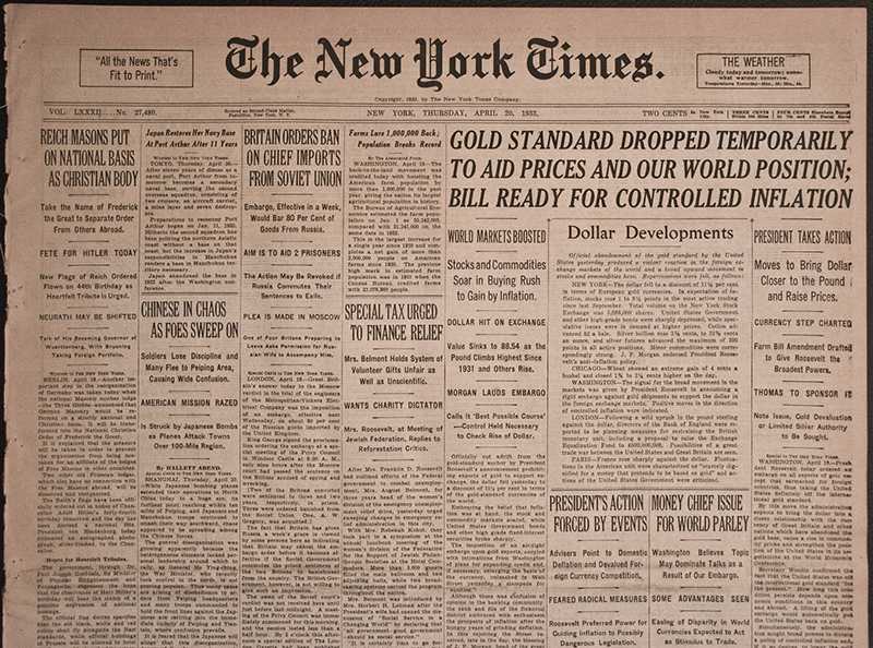 Historic Newspaper US Goes Off The Gold Standard The