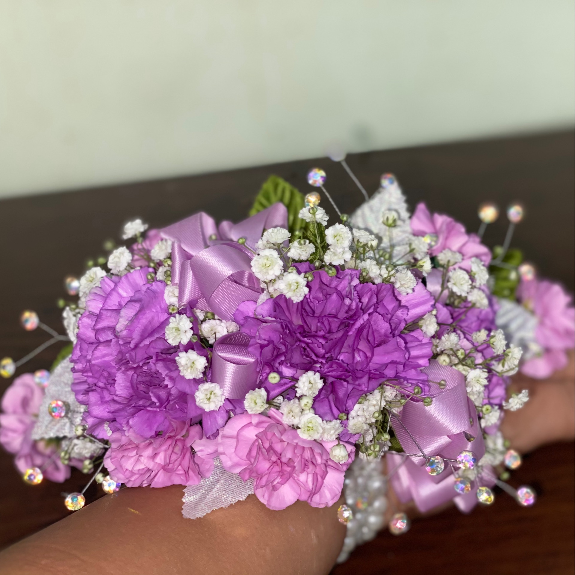 Carnation triple wrist Corsage Mitchells Florist Orlando