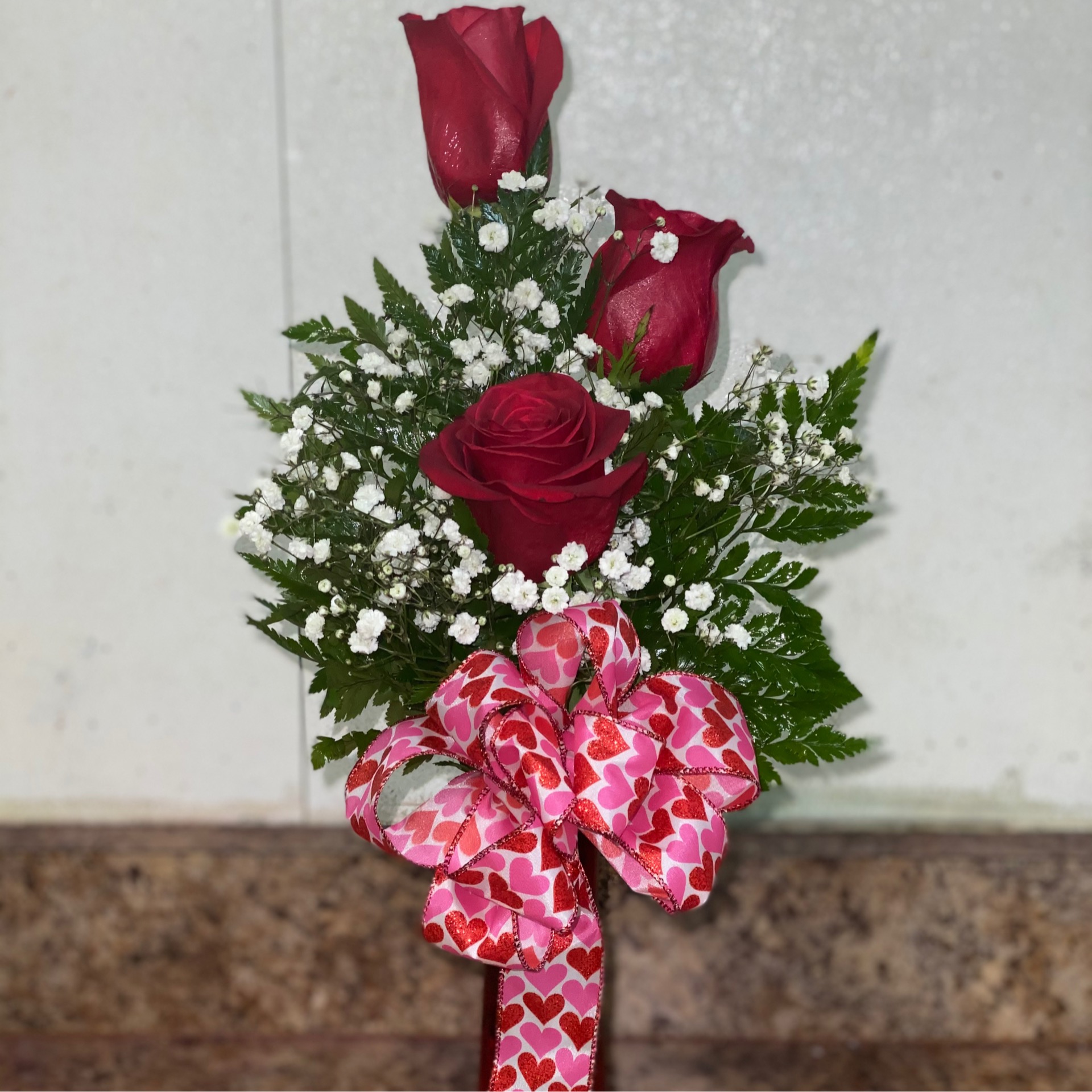 Bud Vase Triple Rose Mitchells Florist Orlando