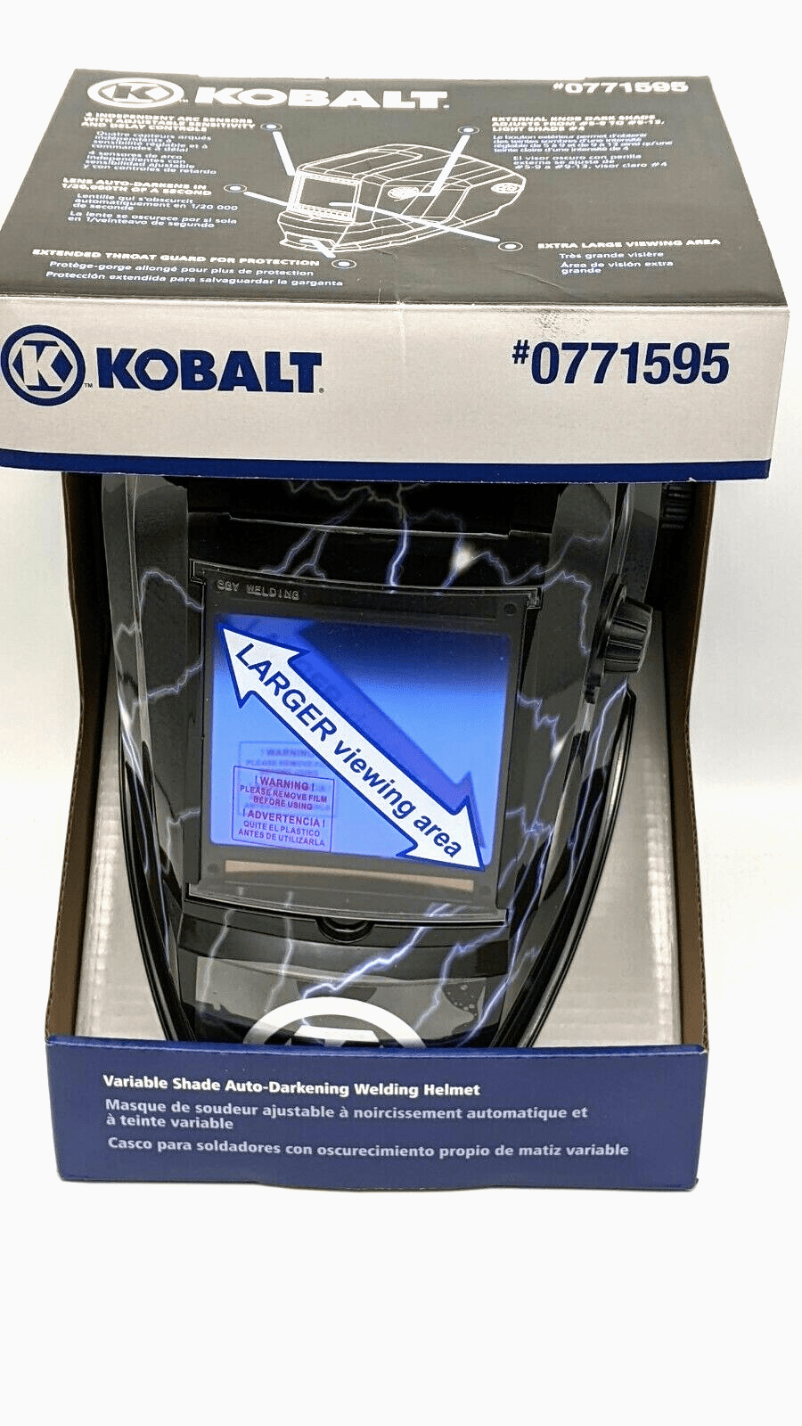 Kobalt Auto Darkening Variable Shade Large View Welding Helmet 0771595
